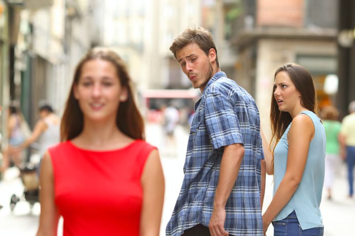 Distracted Boyfriend meme about Create