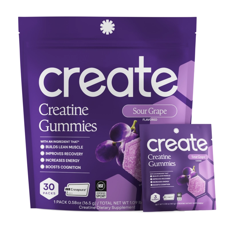 Sour Grape creatine gummies pouch
