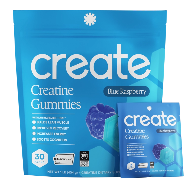 Blue Raspberry creatine gummies pouch
