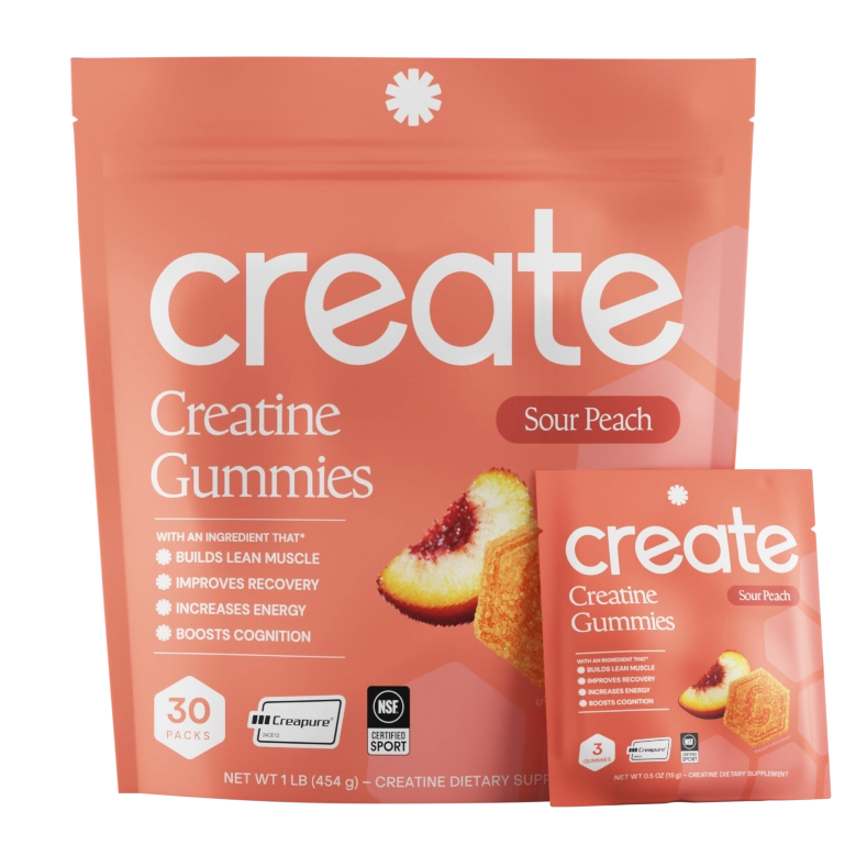 Sour Peach creatine gummies pouch