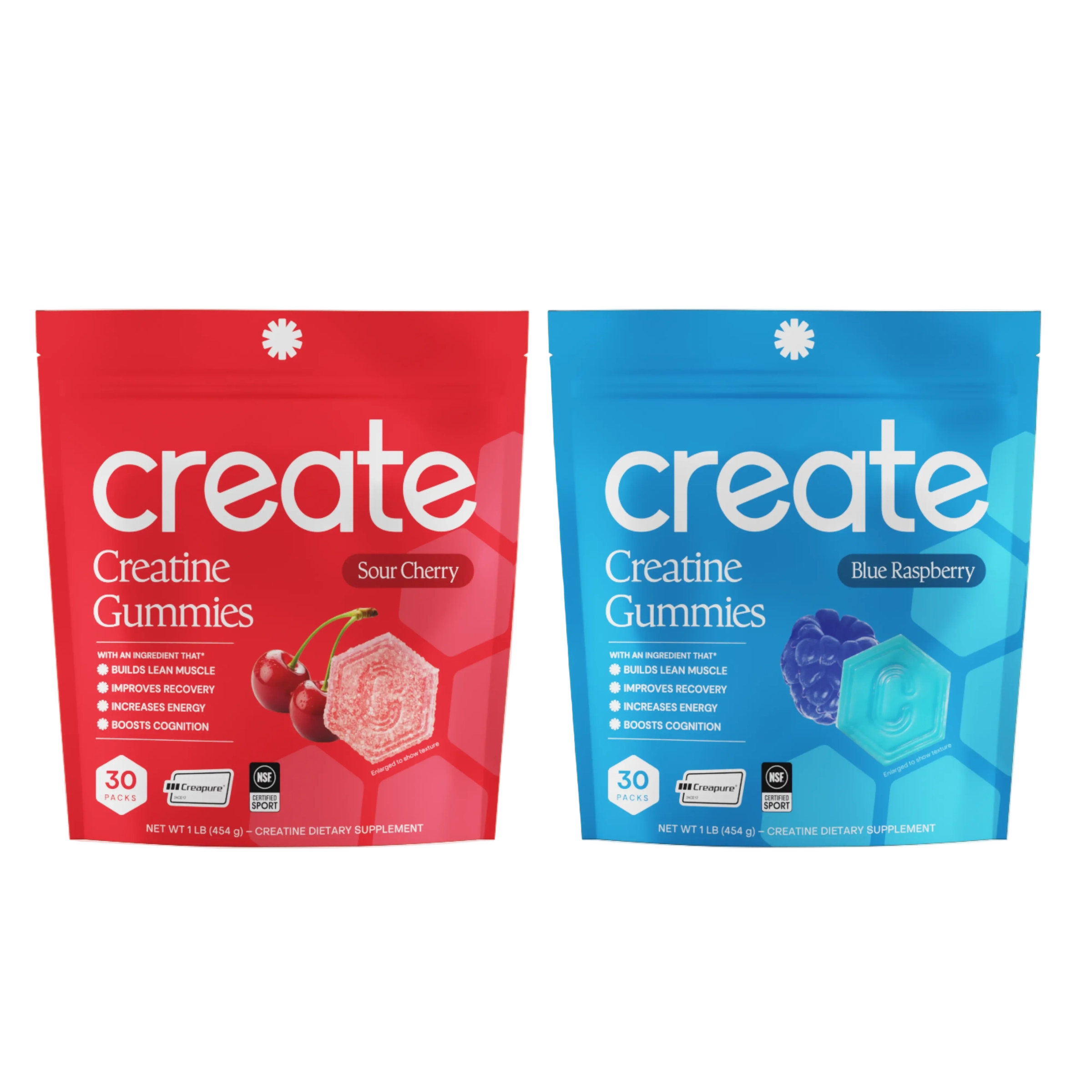 A red Create pouch next to a blue one