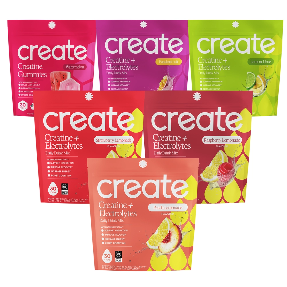 Mega hydration bundle of Create Creatine + Electrolytes pouches