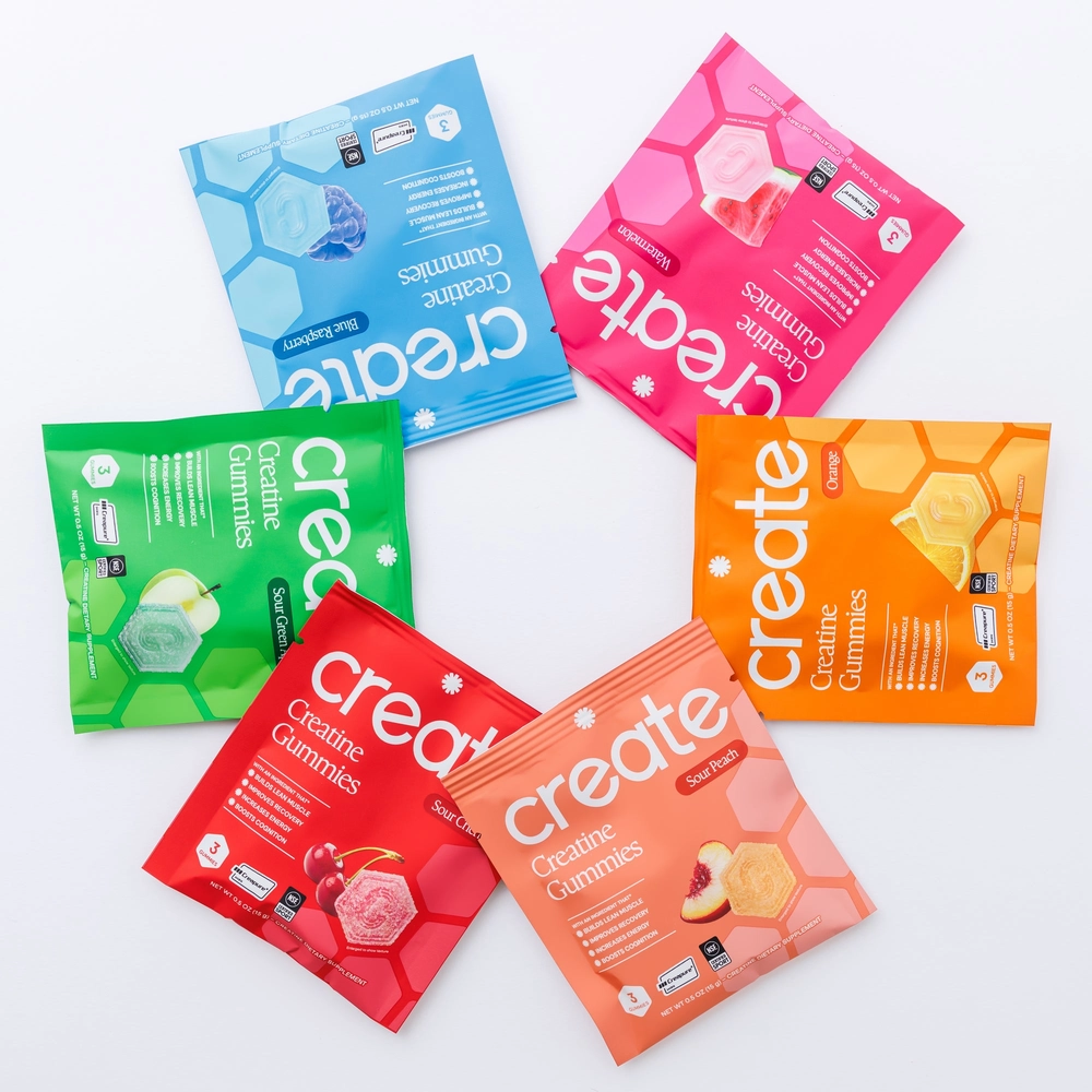 Single sticks of Create creatine arranged in a circle