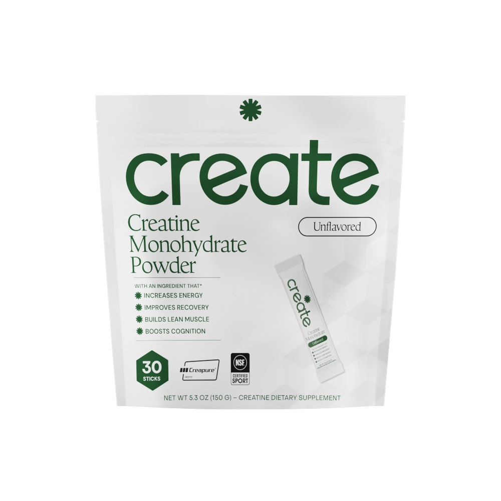 Unflavored Create creatine monohydrate powder pouch